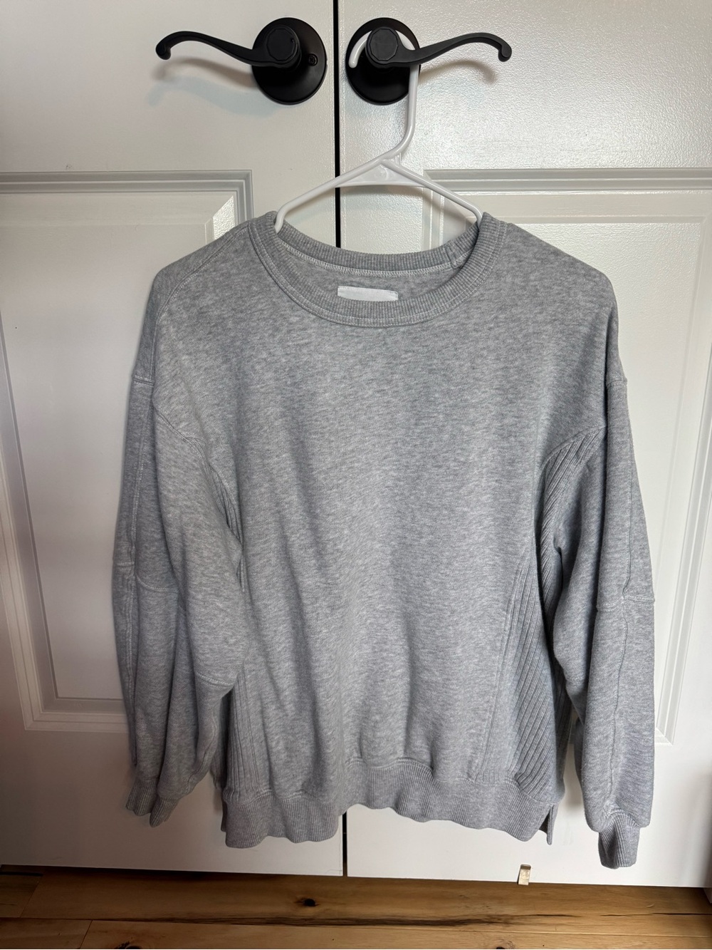 aerie Gray Crewneck oversized Sweatshirt with Ribbed Trim